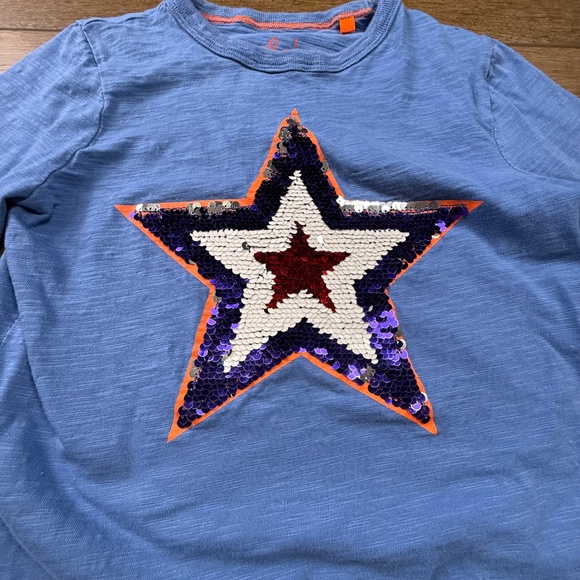 Mini Boden Girls Flip-Sequin Star Long Sleeve Shirt, Fall, School, Preppy, 6-7Y - Picture 2 of 11